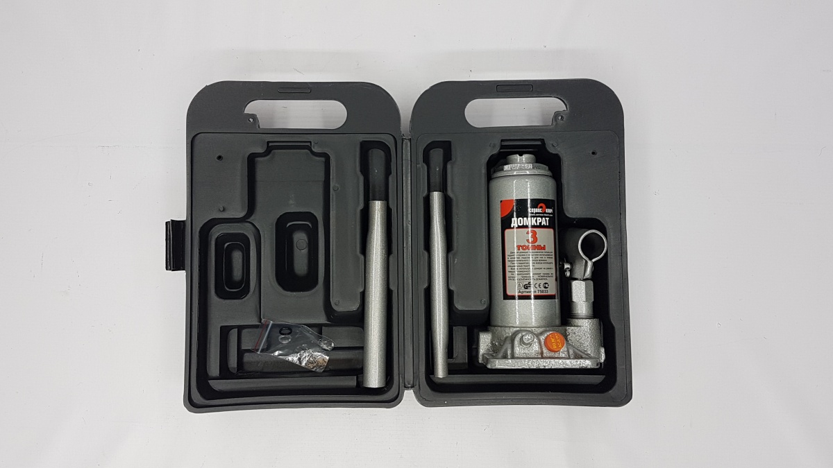 Домкрат 3т Сервис ключ бутылочный в кейсе 75033